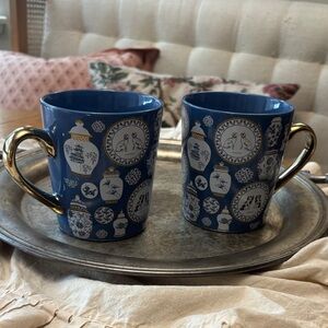 Royal Blue and Gold Mug Set of 2